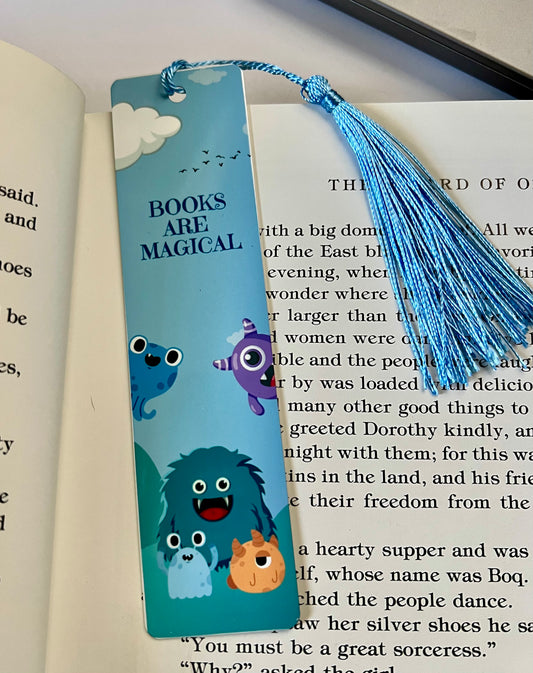 Bookmark - Metal Bookmark 1.5" x 6" with Tassel - Books are Magical