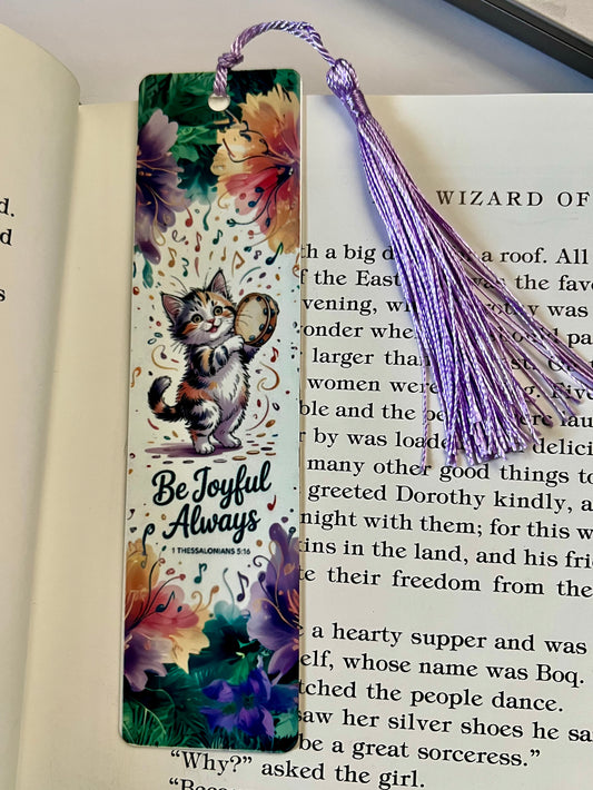 Bookmark - Metal Bookmark 1.5" x 6" with Tassel - Be Joyful