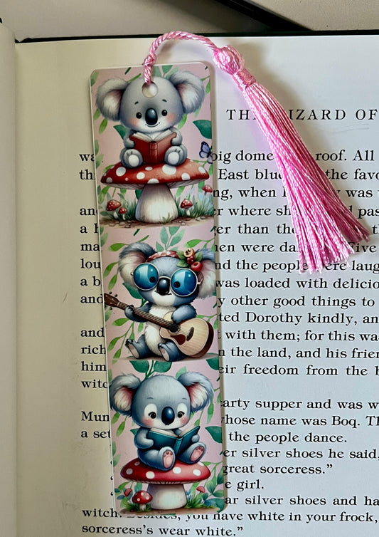Bookmark - Metal Bookmark 1.5" x 6" with Tassel - Koala