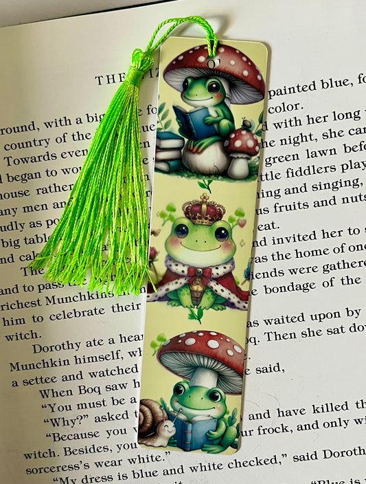 Bookmark - Metal Bookmark 1.5" x 6" with Tassel - Frogs