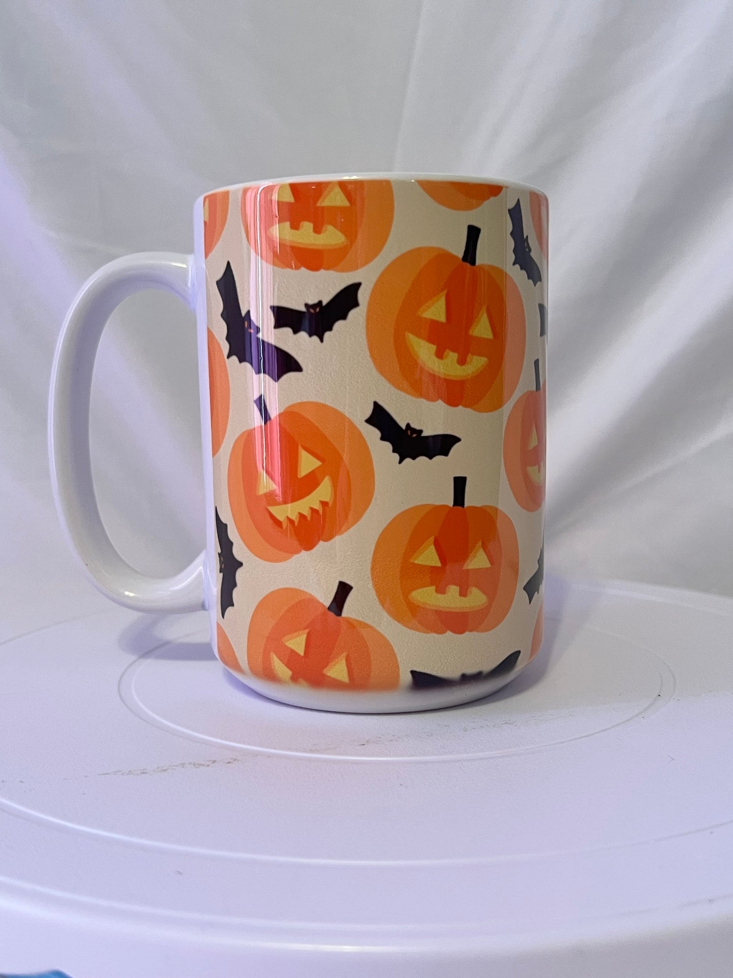 Coffee Mug, Tea Mug, Jack O Lanterns and Bats, Halloween