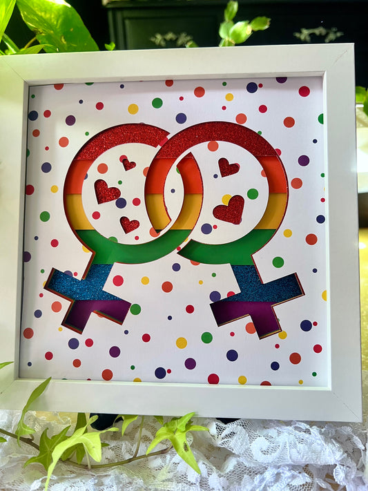 Pride Shadowbox - Double Male, Double Mars Symbol, 8"x8"