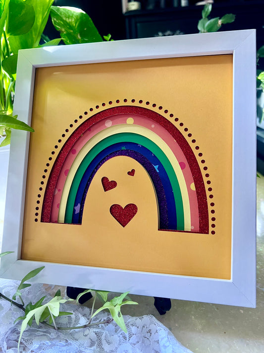 Pride Shadowbox - Rainbow and Hearts, 8"x8"