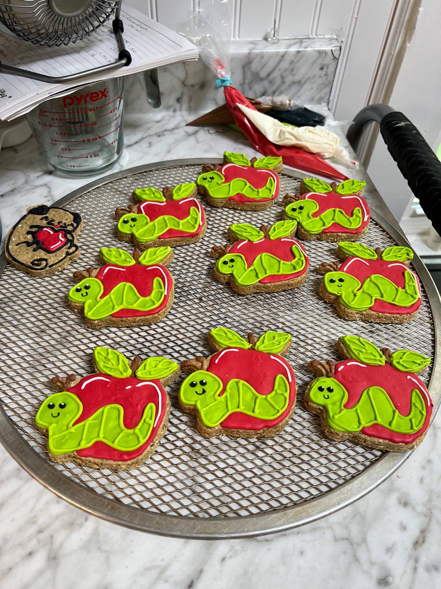 Dog Treats, Worm with Apple Frosted Peanut Butter Cookies, Limited Ingredient