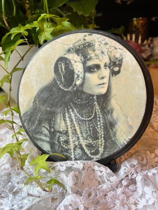 Dark Academia Wooden Plaque 1910's Actress in Costume