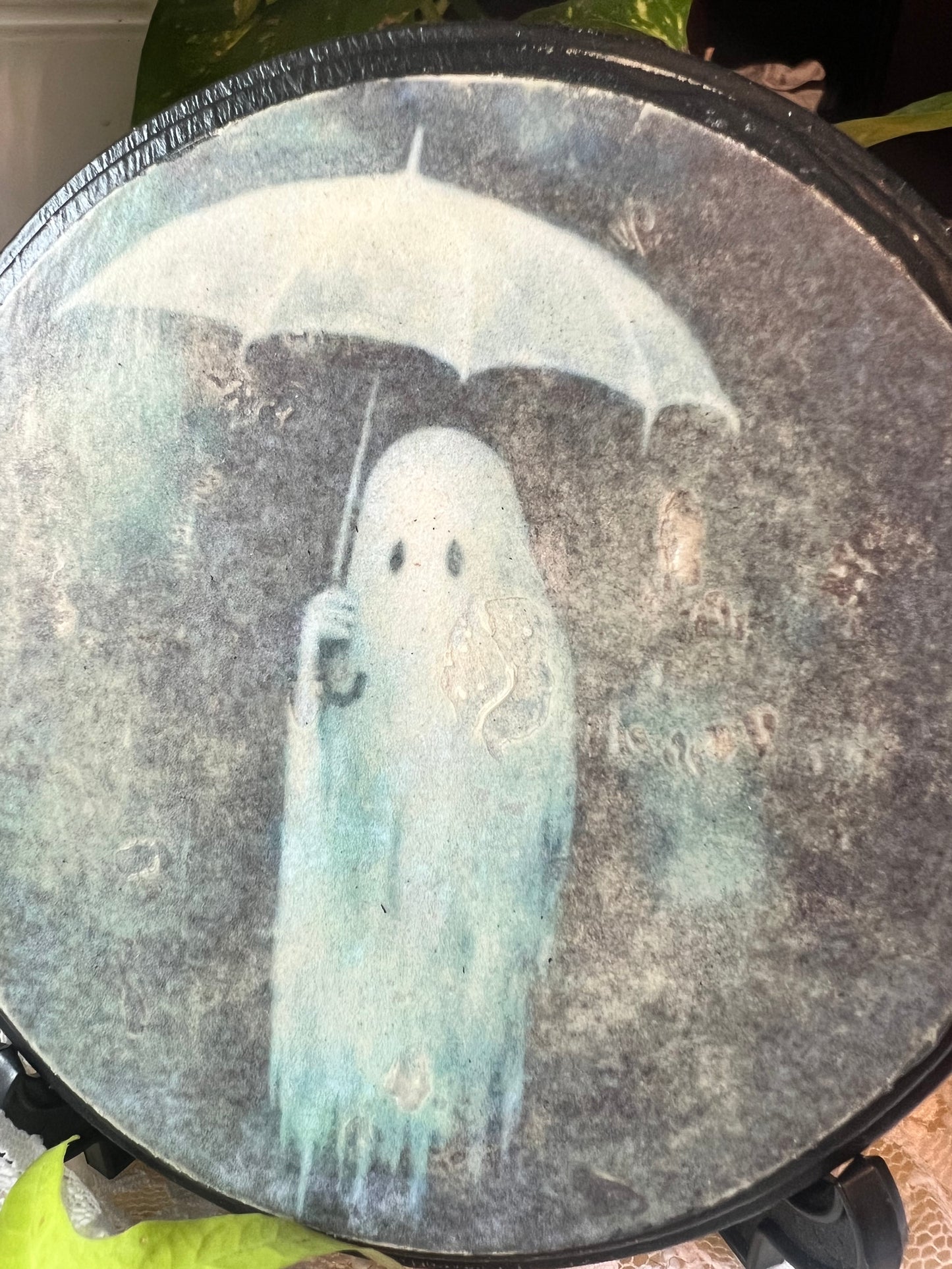 Dark Academia Rainy Day Ghost, Wooden Plaque