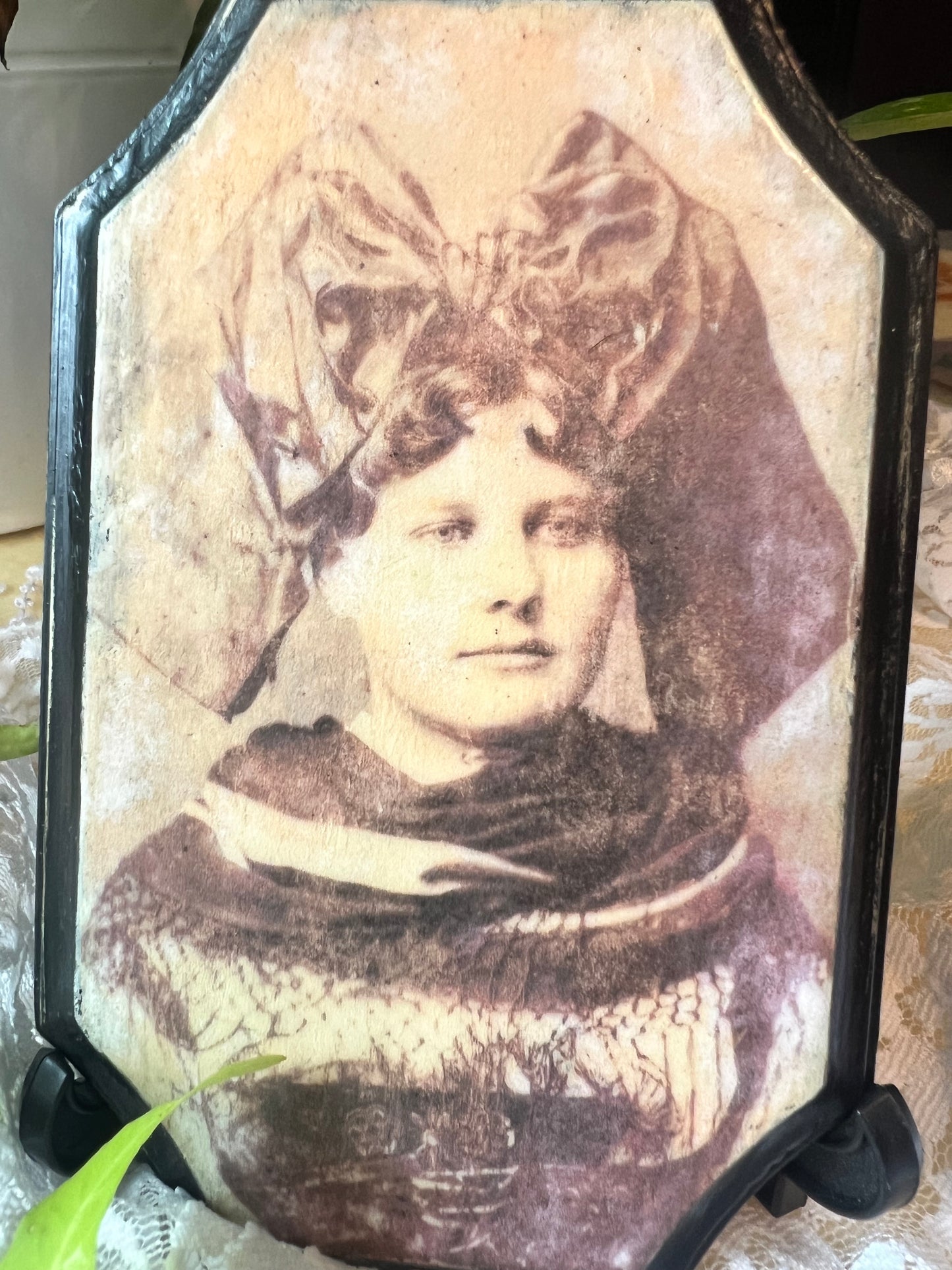 Dark Academia Wooden Plaque, 1860's-1890's Woman, Old Photo, Wall Hanging, Tabletop Display