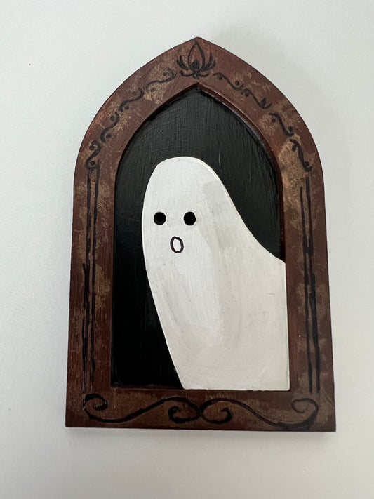 Ghost Portraits - Hand Painted Wooden Ghostie Arched Shaped Frame