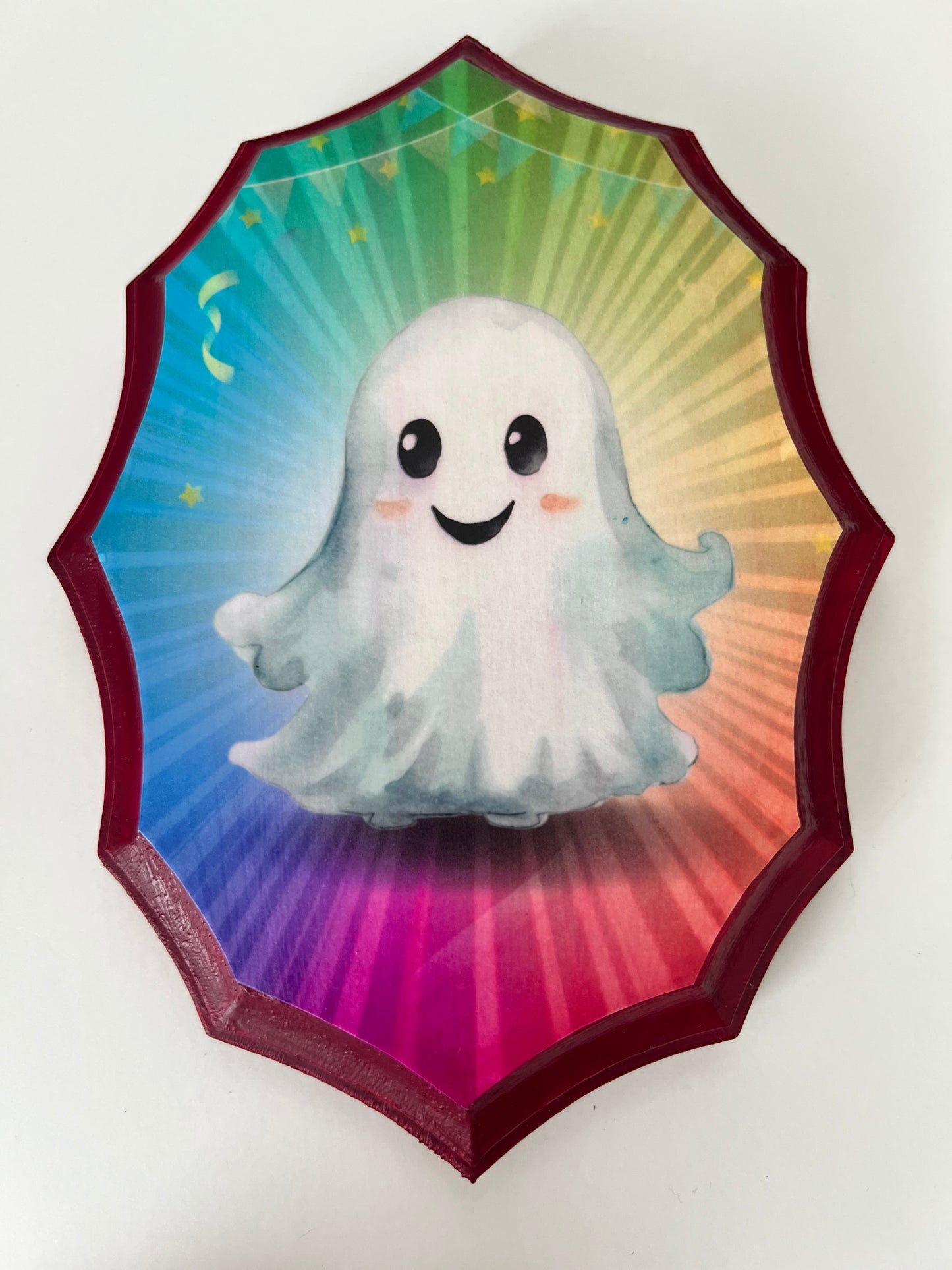 Happy Ghost - Wooden Plaque Wall Hanging