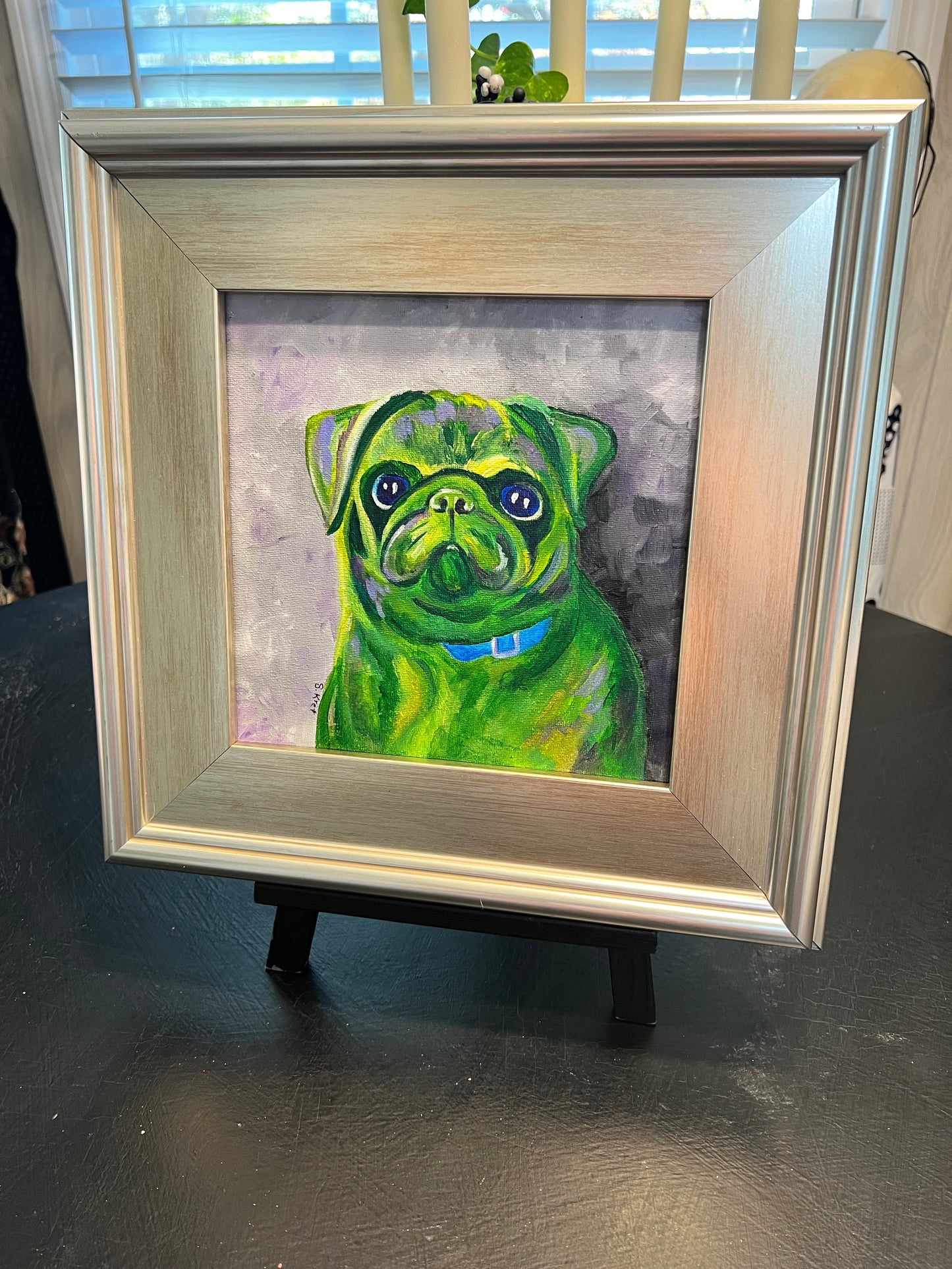 Abstract Pug Painting Original Acrylic Framed Painting Hulk Pug