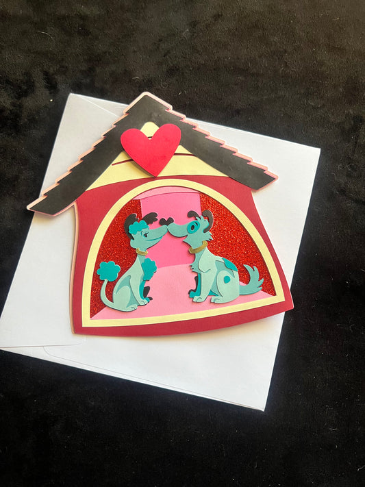 Valentine's Day Card, Handmade Keepsake Card, Dog Themed