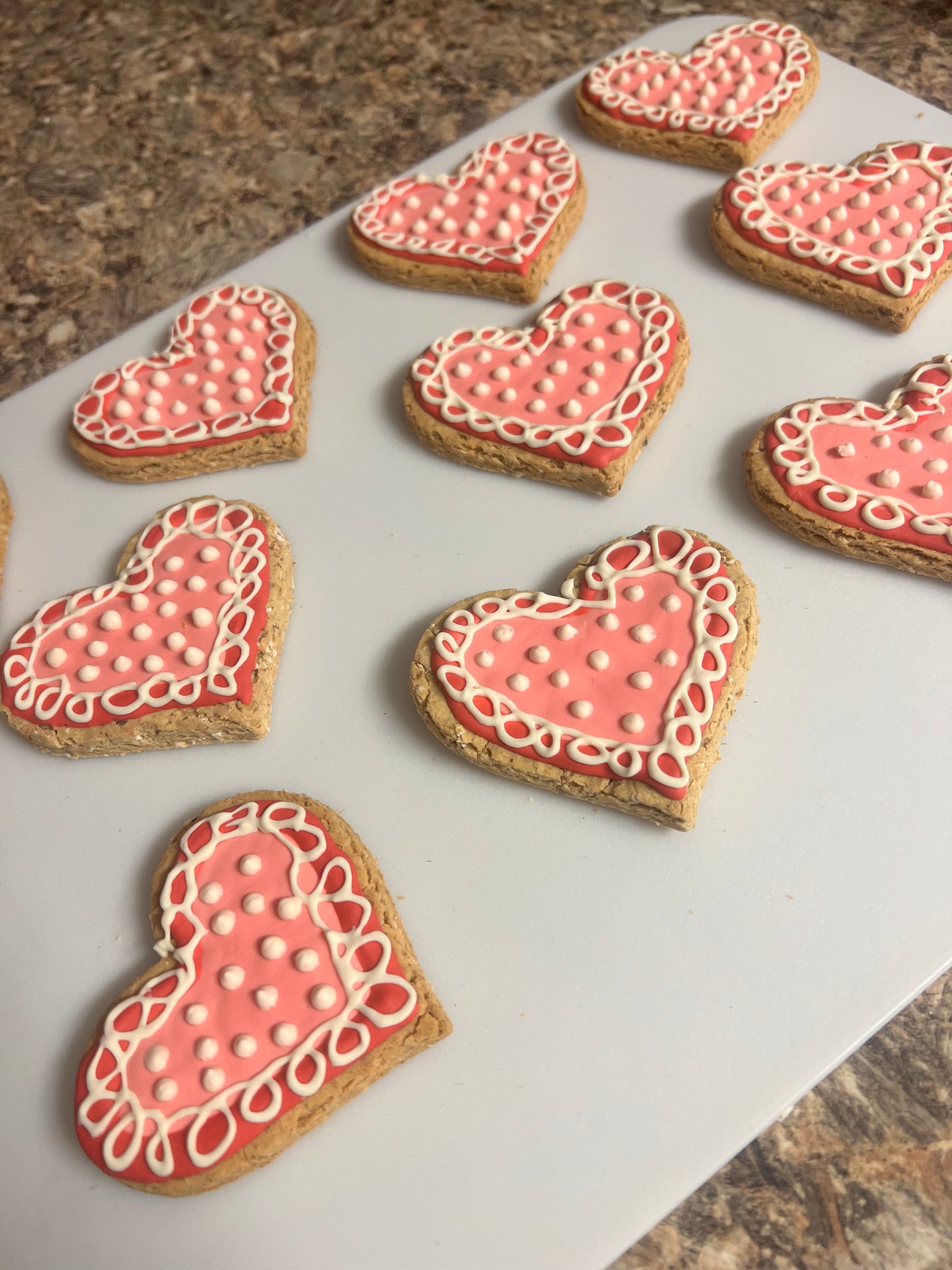 Dog Treats, Fancy Heart Frosted Peanut Butter Cookies, Limited Ingredient