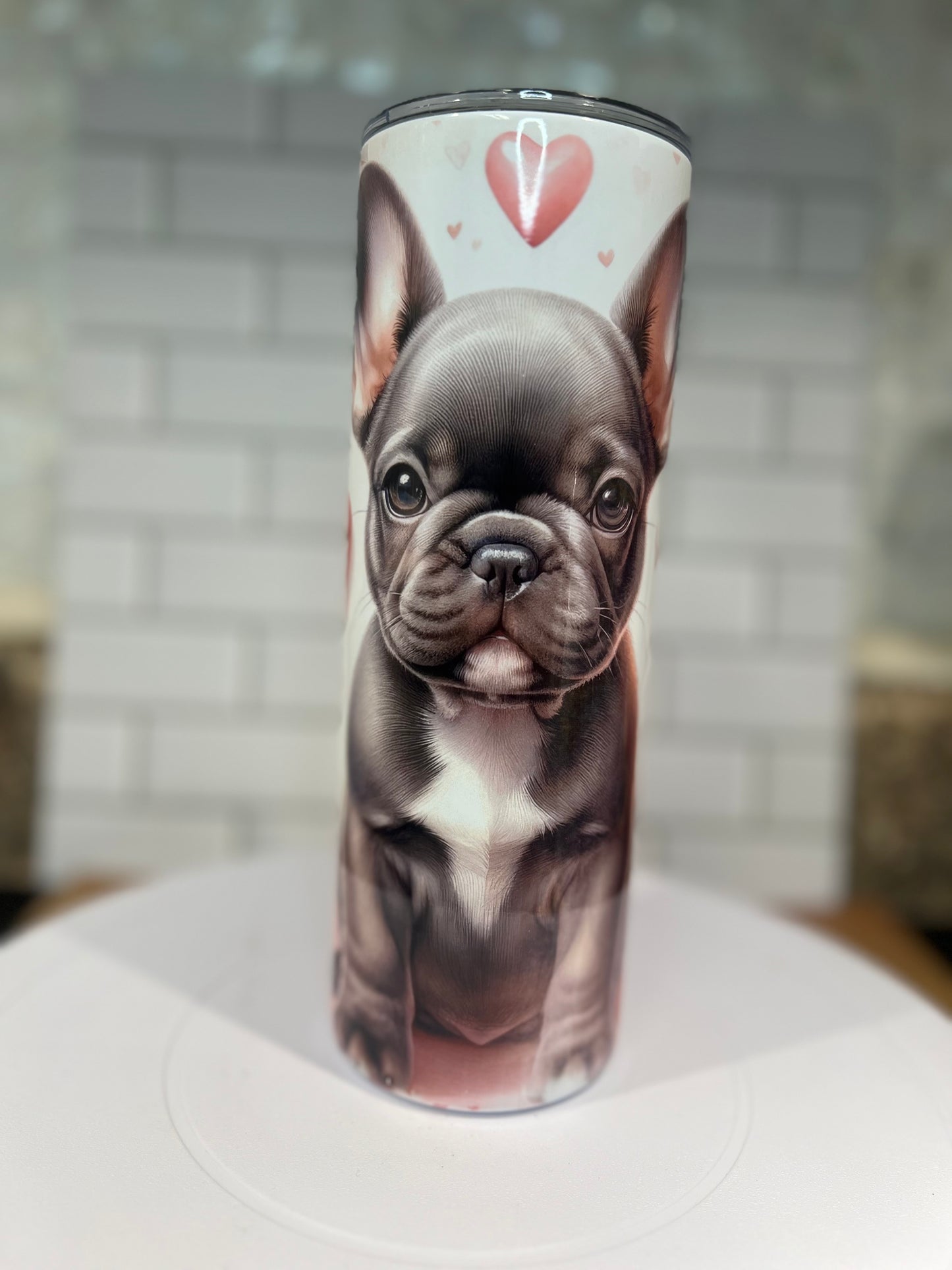 20 oz Stainless Steel Tumbler, Frenchie Bulldog Puppy Design