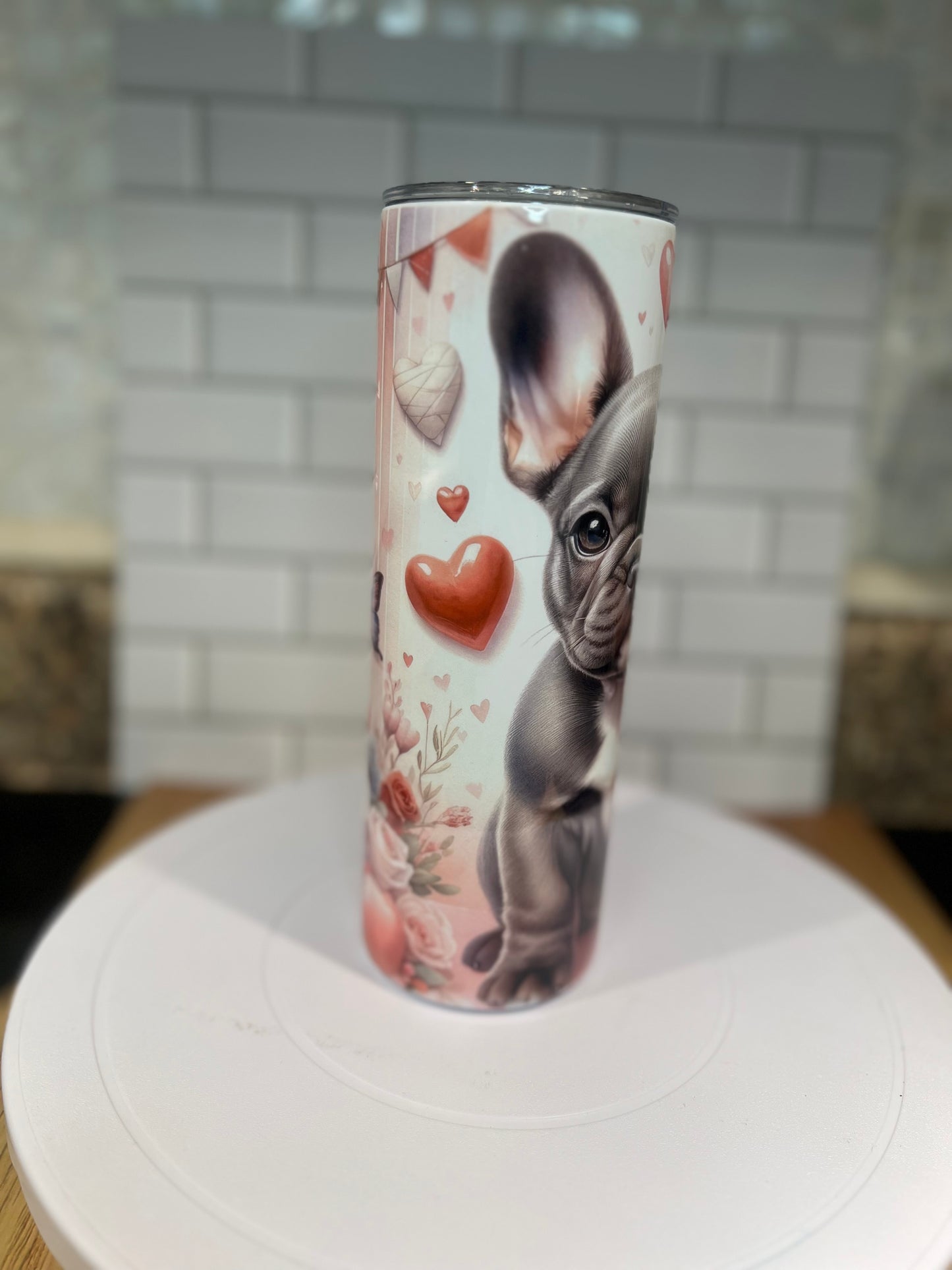 20 oz Stainless Steel Tumbler, Frenchie Bulldog Puppy Design