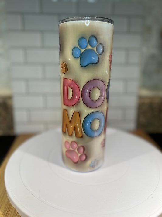 20 oz Stainless Steel Tumber, Dog Mom 3D Design