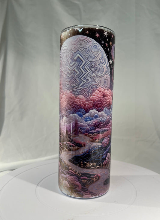 20 oz. Stainless Steel Tumbler, Fantasy Forest and Moon, Quilted 3D Design