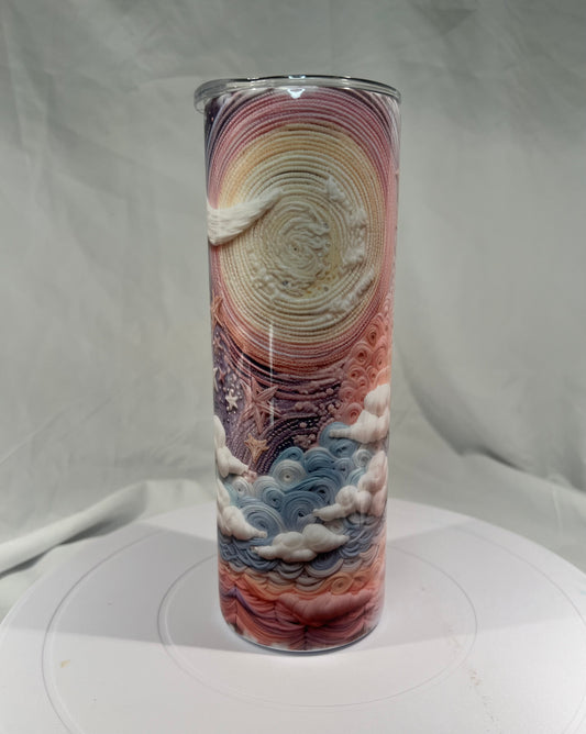 20 oz. Stainless Steel Tumbler, Quilted Celestial Design