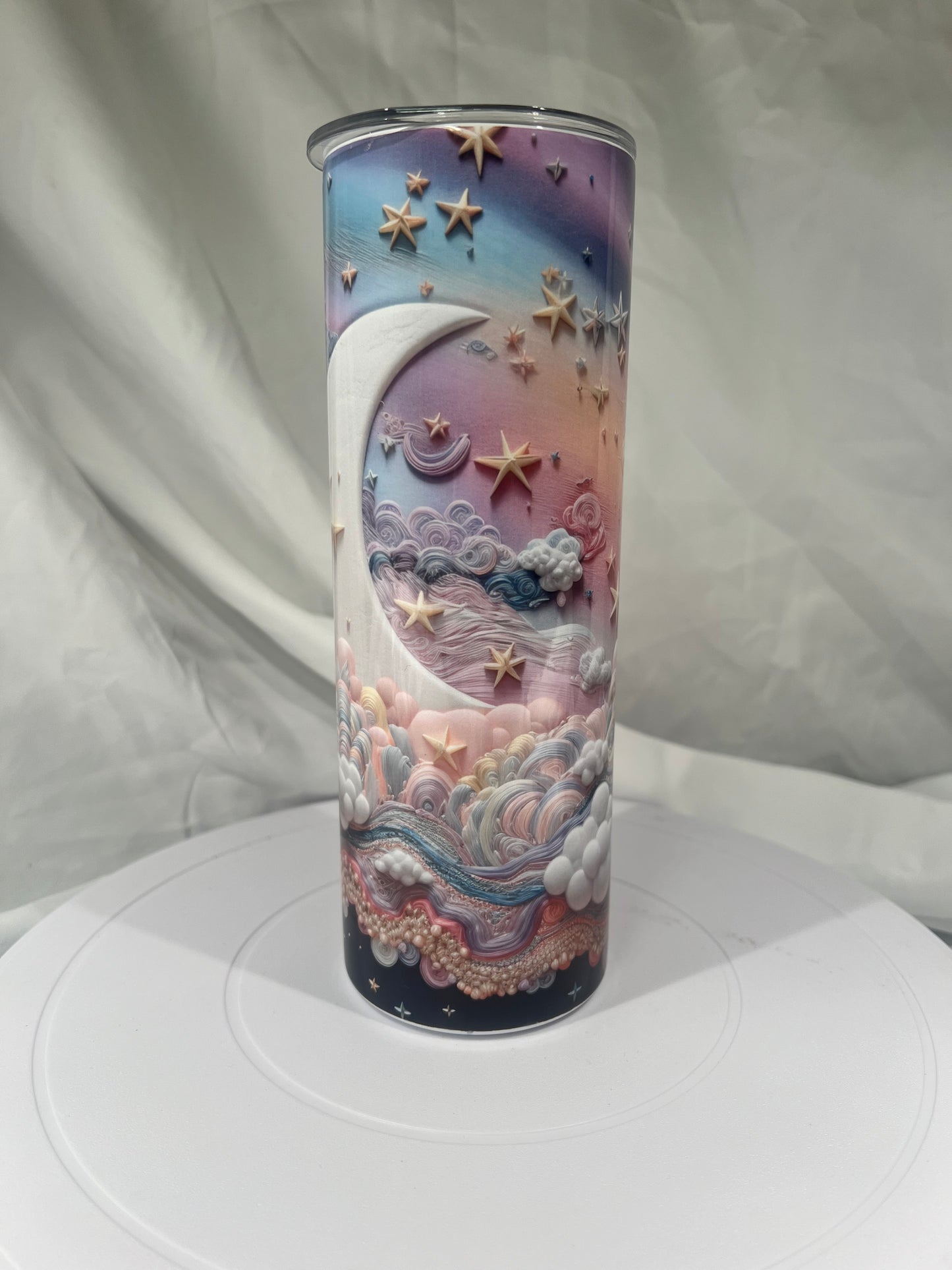 20 oz Stainless Steel Tumbler 3D Celestial Moon Design