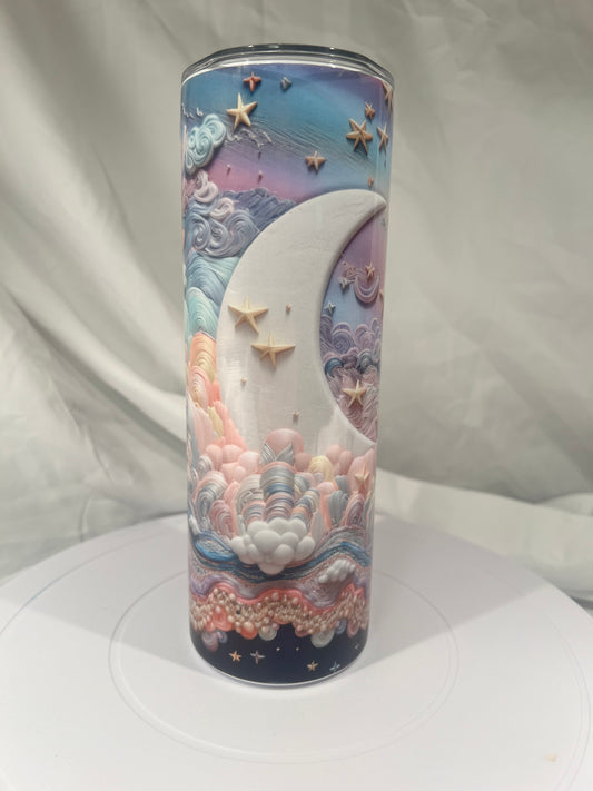 20 oz Stainless Steel Tumbler 3D Celestial Moon Design