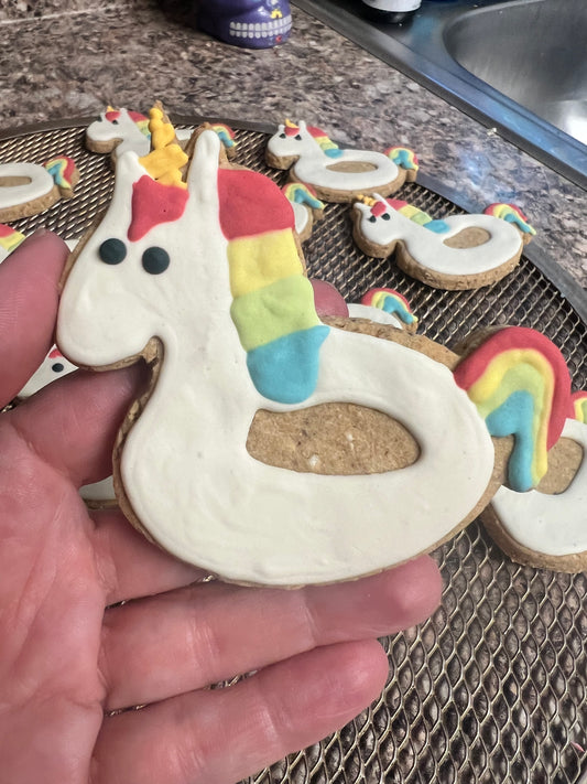 Dog Treats, Unicorn Pool Floatie Frosted Peanut Butter Cookies, Limited Ingredient