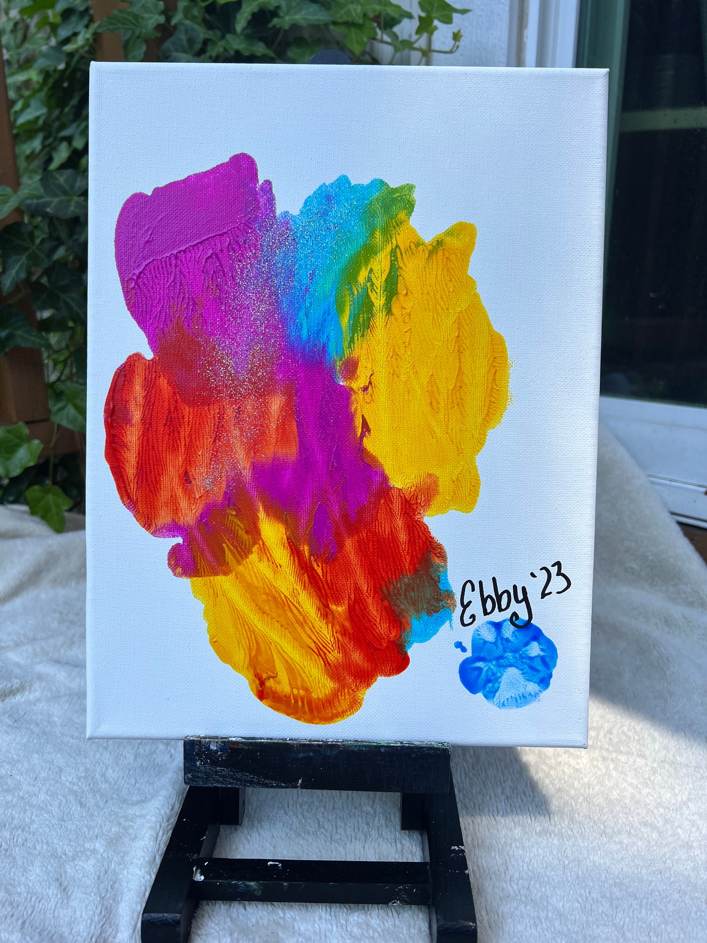 Original Acrylic Painting by Ebby the Bugg Dog Bright & Happy Colors