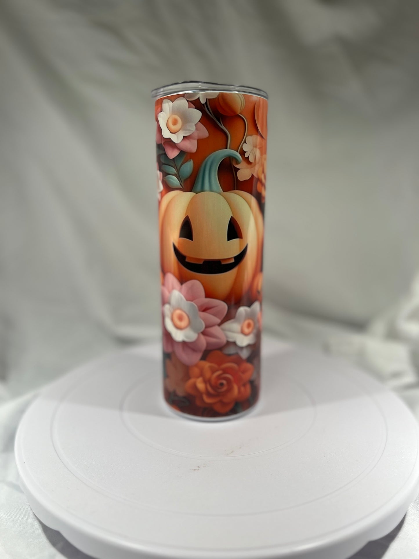 20 oz Stainless Steel Tumbler 3D Halloween Jack O Lantern Design Design