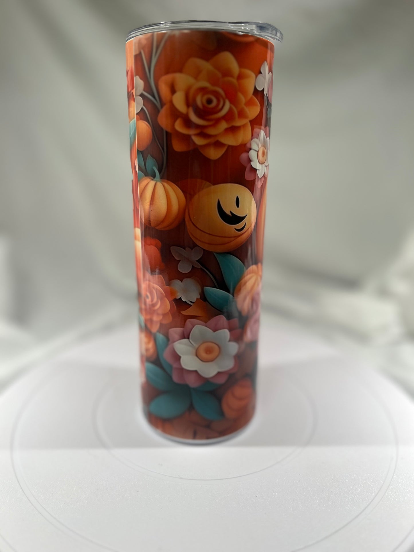 20 oz Stainless Steel Tumbler 3D Halloween Jack O Lantern Design Design