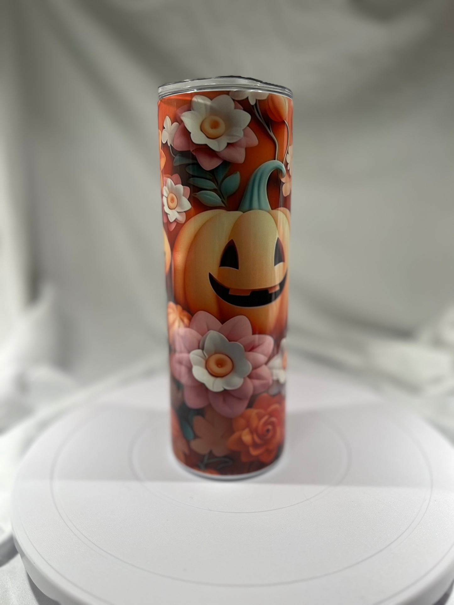 20 oz Stainless Steel Tumbler 3D Halloween Jack O Lantern Design Design