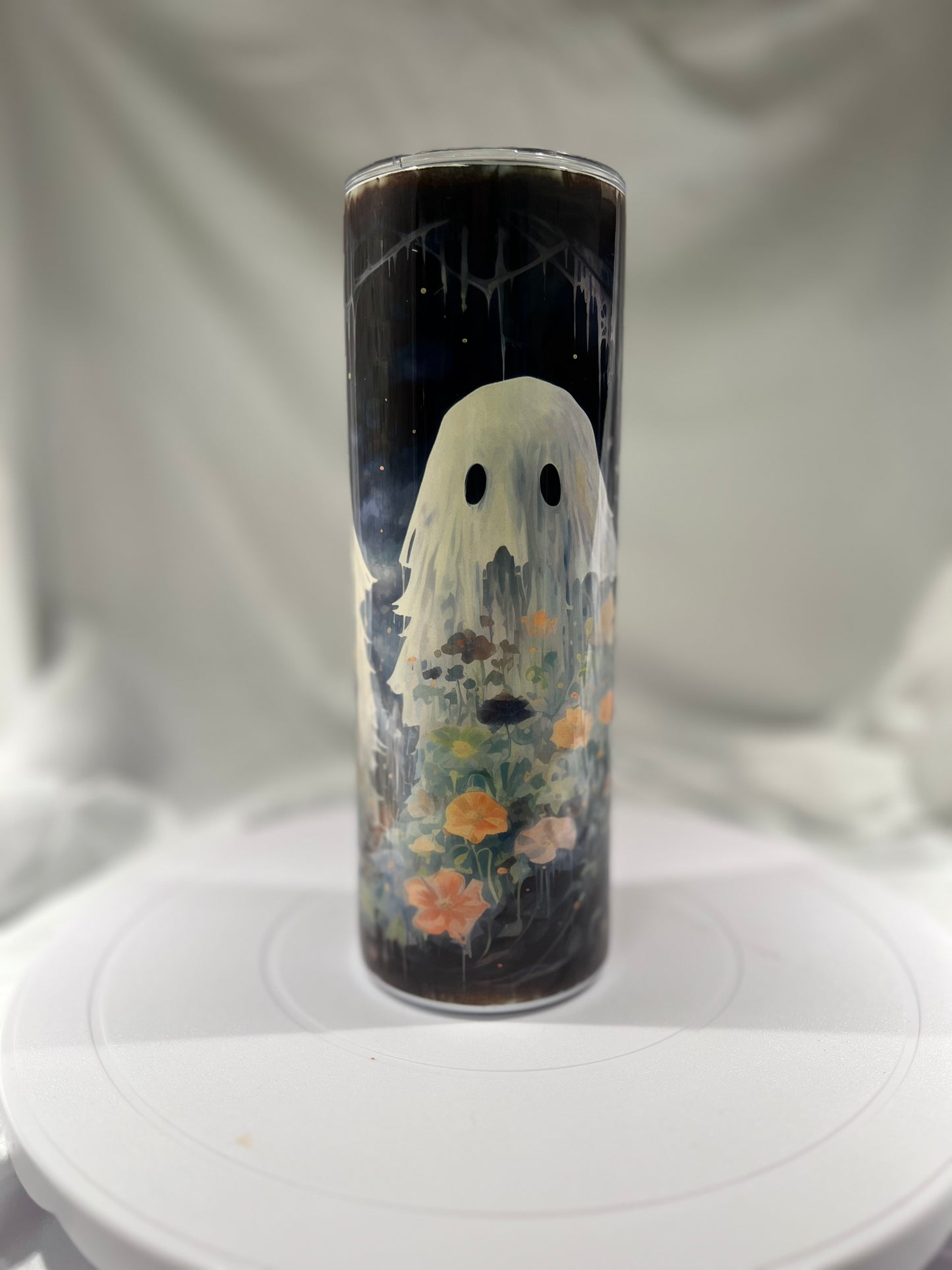 20 oz Stainless Steel Tumbler Halloween Ghost Friends Design Design