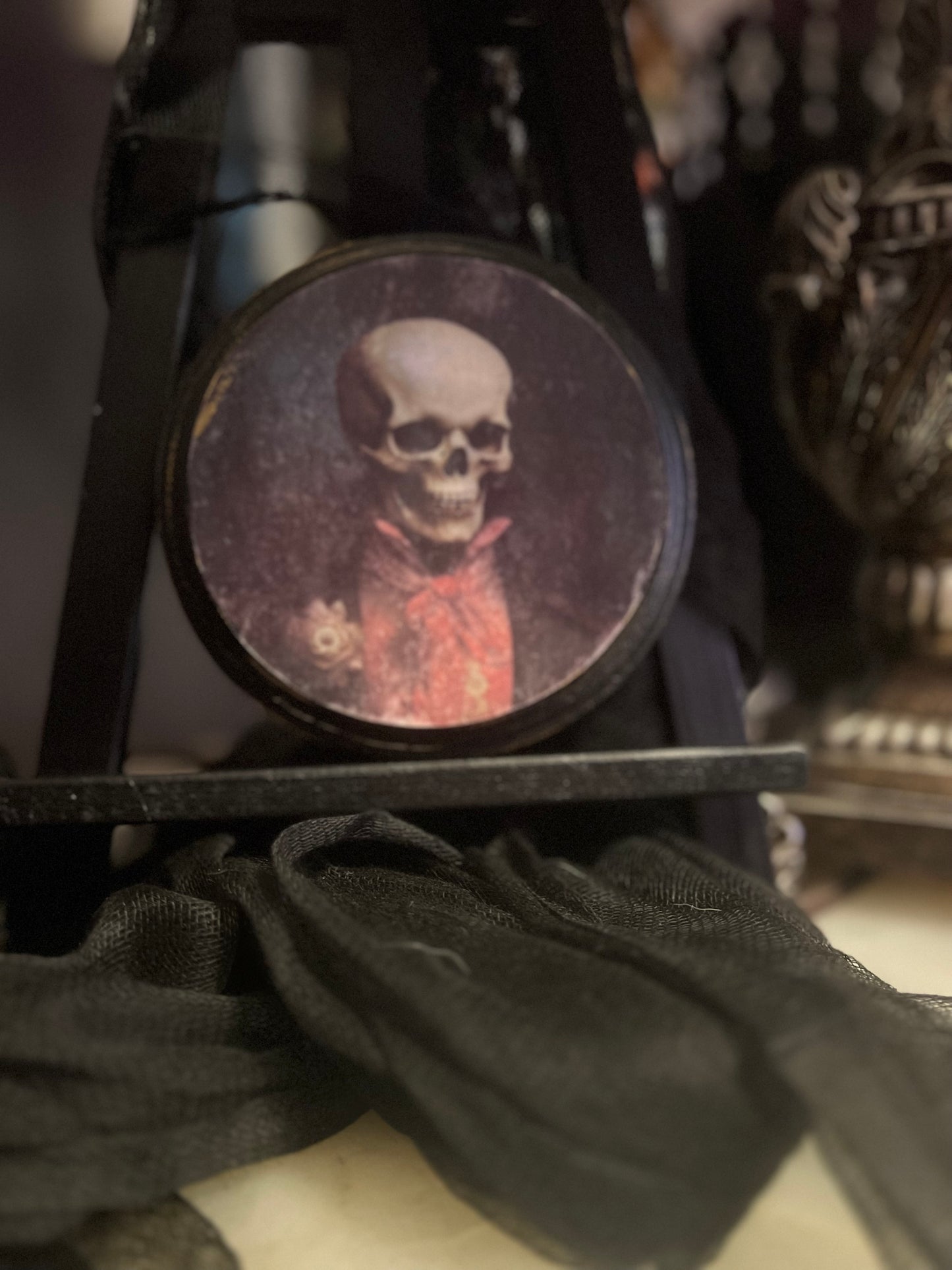 Dark Academia Spooky Plaque, Wooden Wall Hanging, Table Top Display, Gentleman Skeleton, Halloween