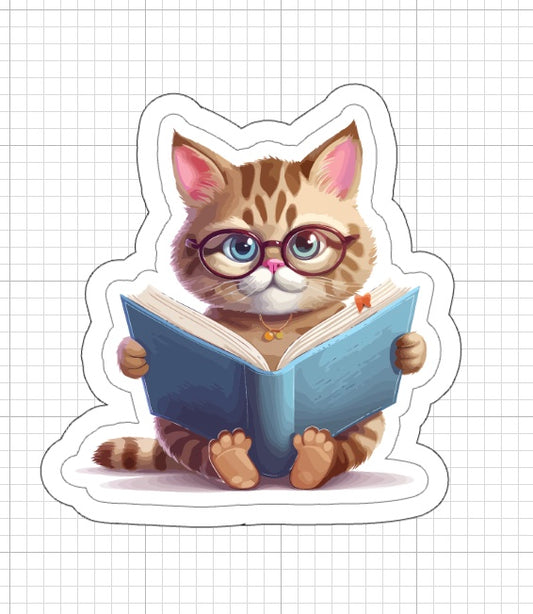 Stickers - Tabby Cat with Book