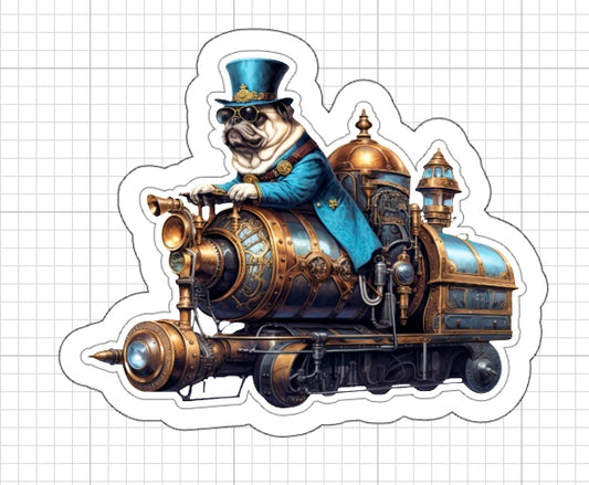 Stickers - Steampunk Pug Train