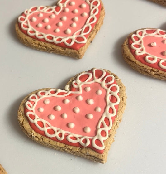 Dog Treats, Fancy Heart Frosted Peanut Butter Cookies, Limited Ingredient