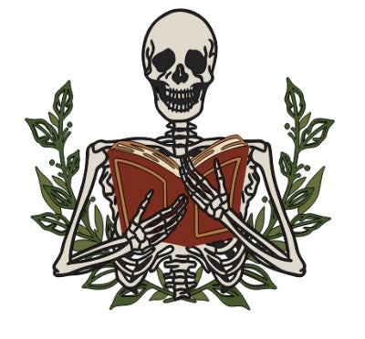 Stickers - Skeleton Reading a Book Sticker, Book Lovers' Stickers