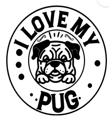 Stickers - I Love My Pug Sticker, Pug Stickers