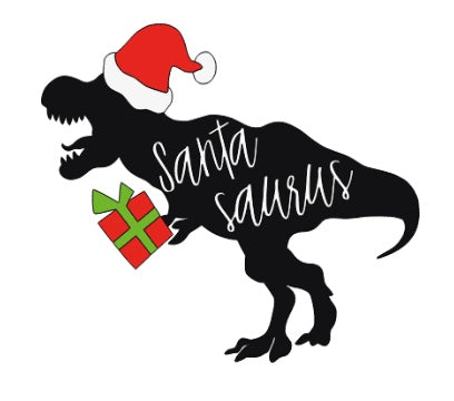 Stickers - Santa-Saurus Dinosaur Sticker, Christmas Stickers