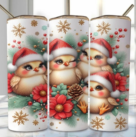 20 oz Stainless Steel Tumbler, Holiday Winter Theme, Baby Chicks