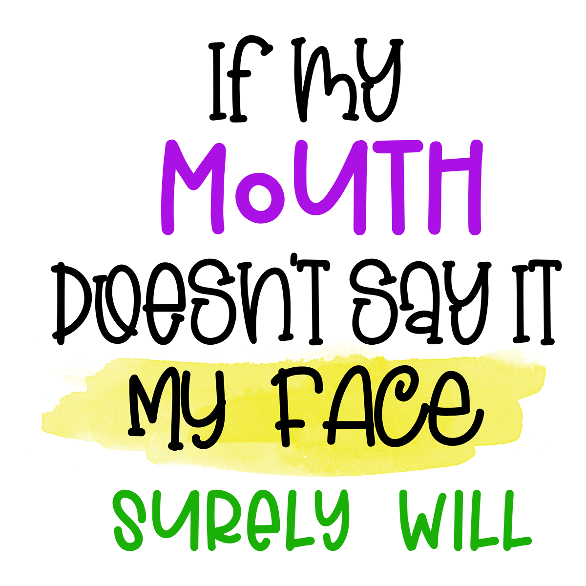 Stickers - If My Mouth Doesn't Say It My Face Surely Will Sticker, Sarcastic Stickers