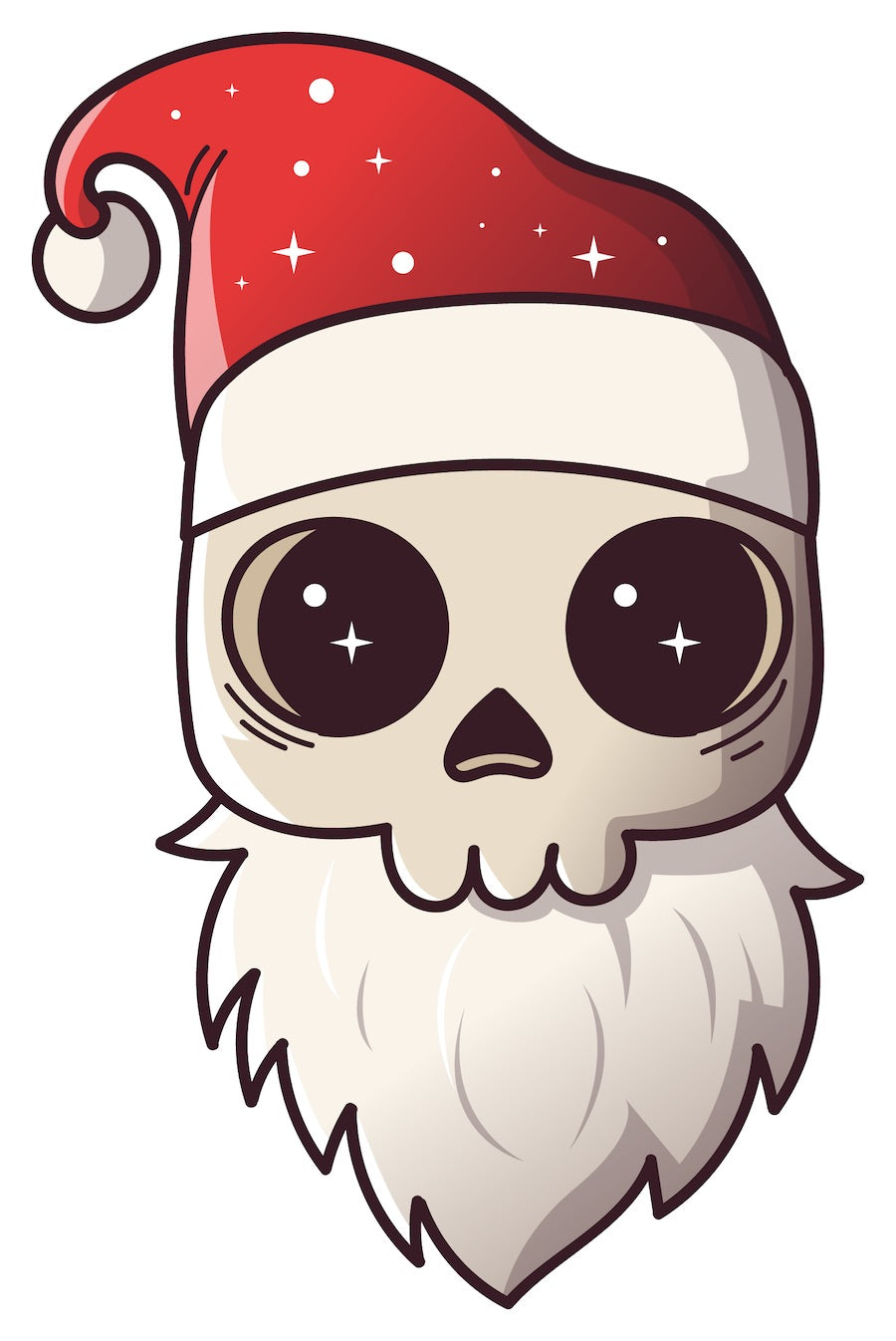 Stickers - Santa Skull Sticker, Christmas Stickers