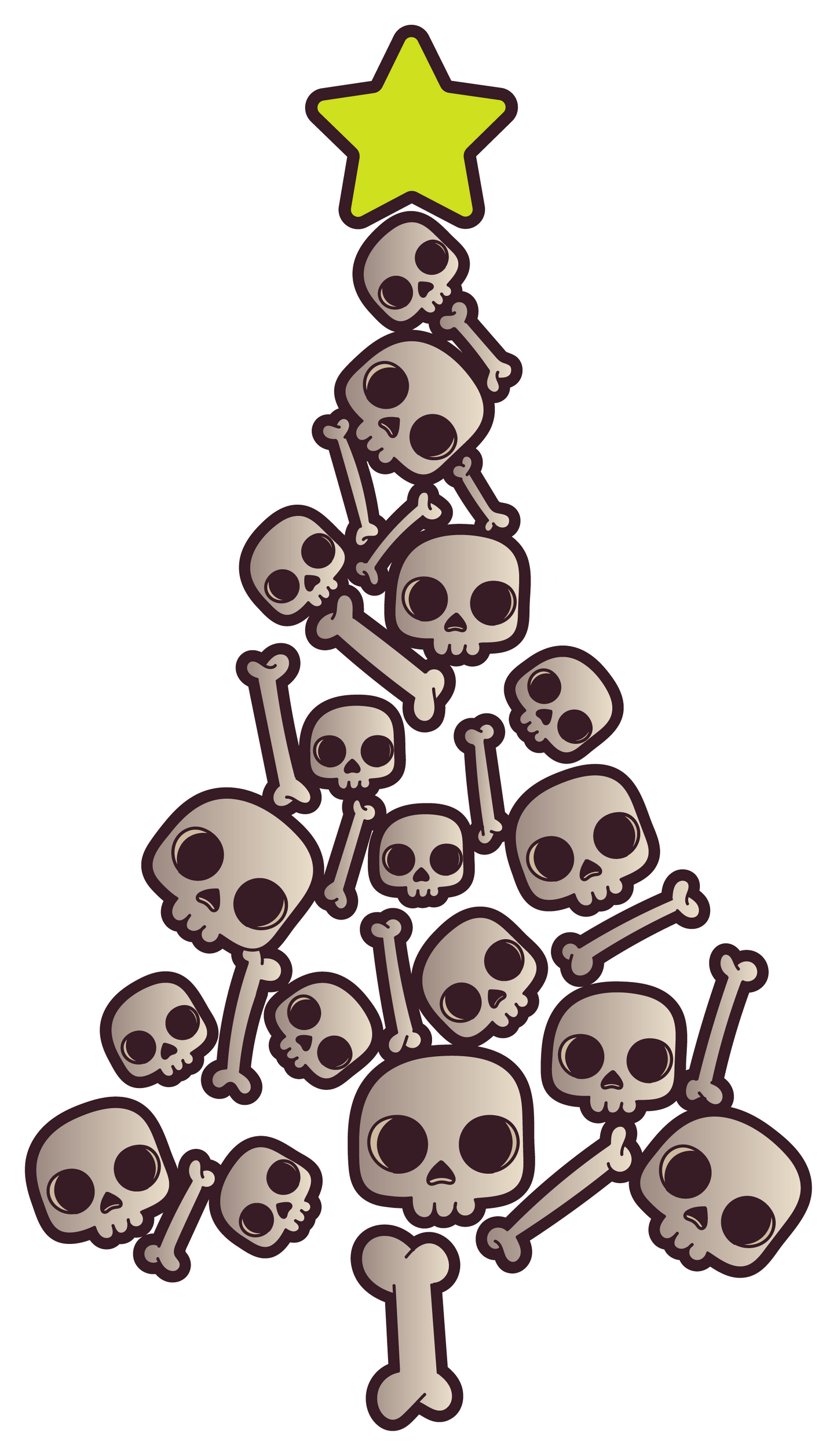 Stickers - Skull Christmas Tree Sticker, Christmas Stickers