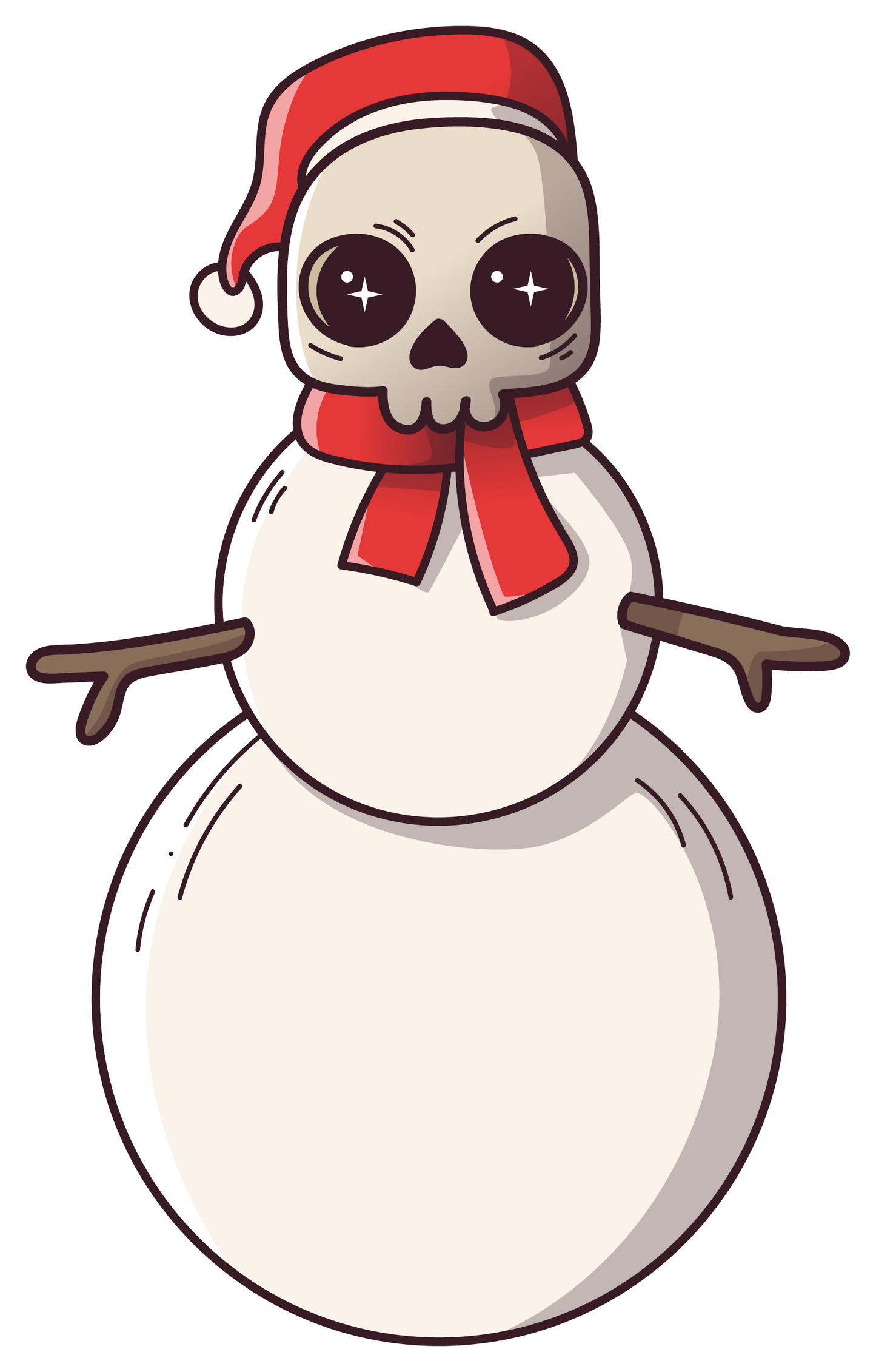 Stickers - Skull Snowman Sticker, Christmas Stickers