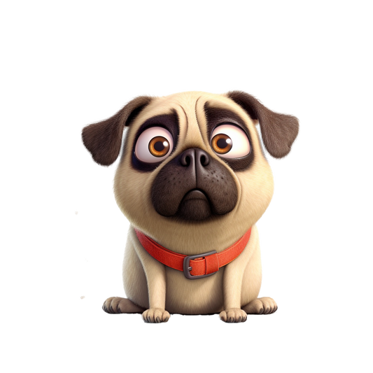 Stickers - Pugs, Fawn Pug, Surprised Look