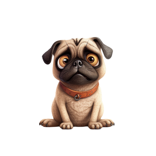 Stickers - Pugs, Fawn Pug, Confused Expression