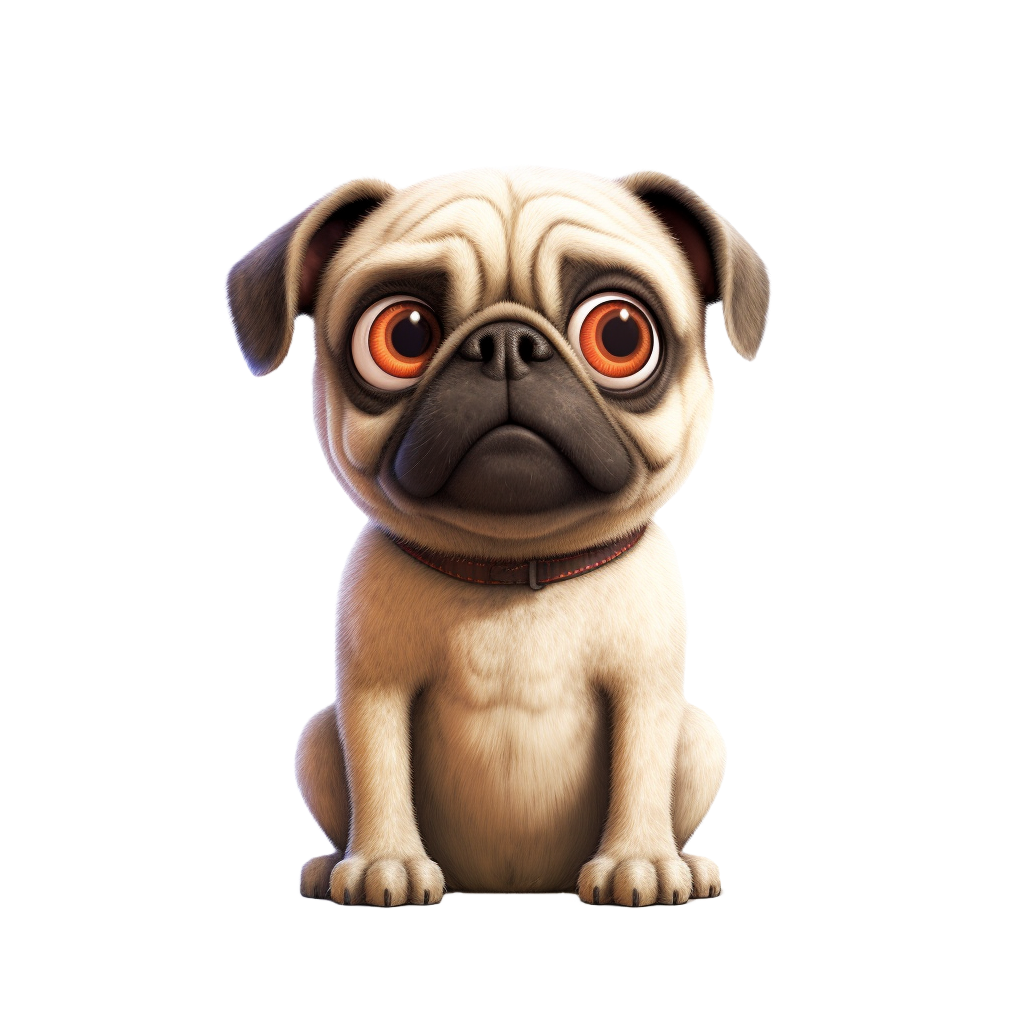 Stickers - Pugs, Adorable Fawn Pug with Big Brown Eyes