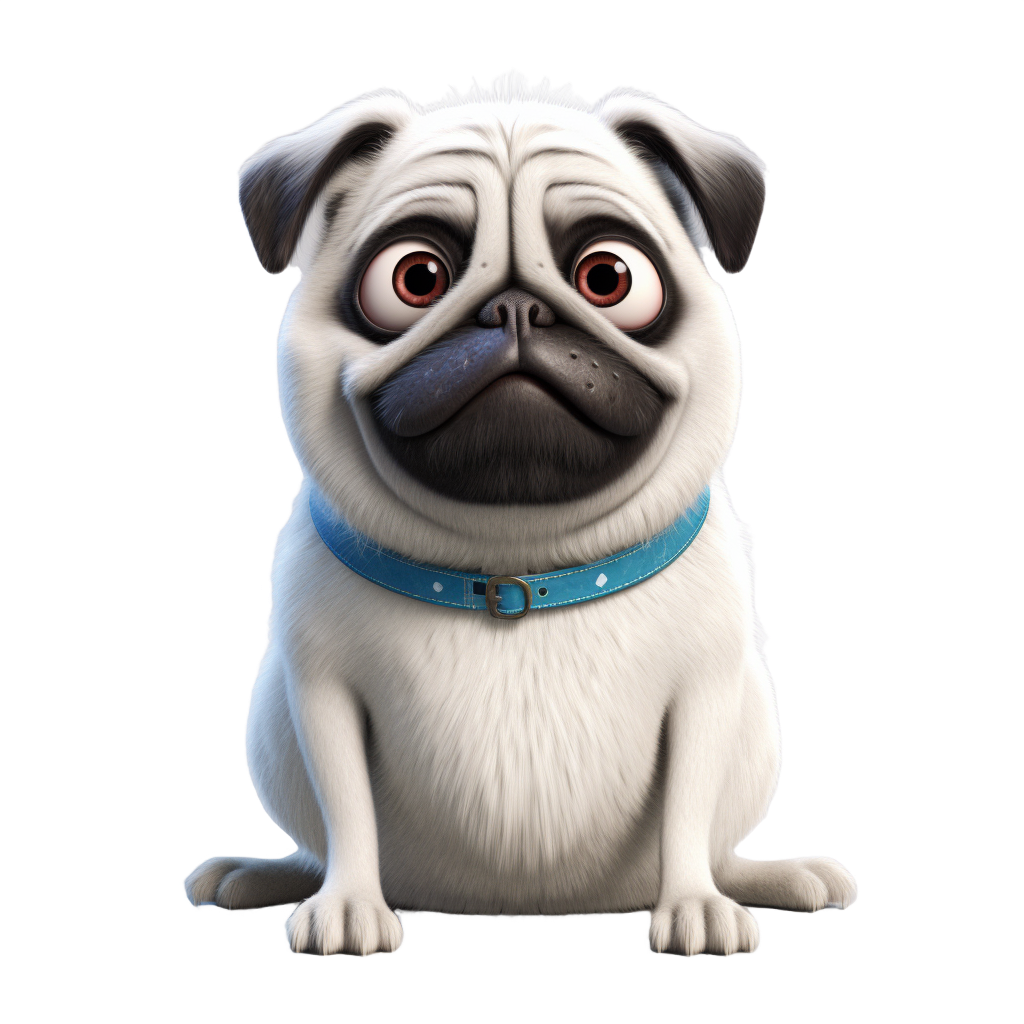 Stickers - Pugs, Light Fawn Pug in a Blue Collar