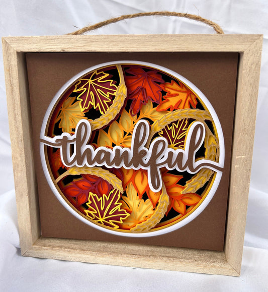 THANKFUL Shadowbox 5 x 5 Thanksgiving Gift