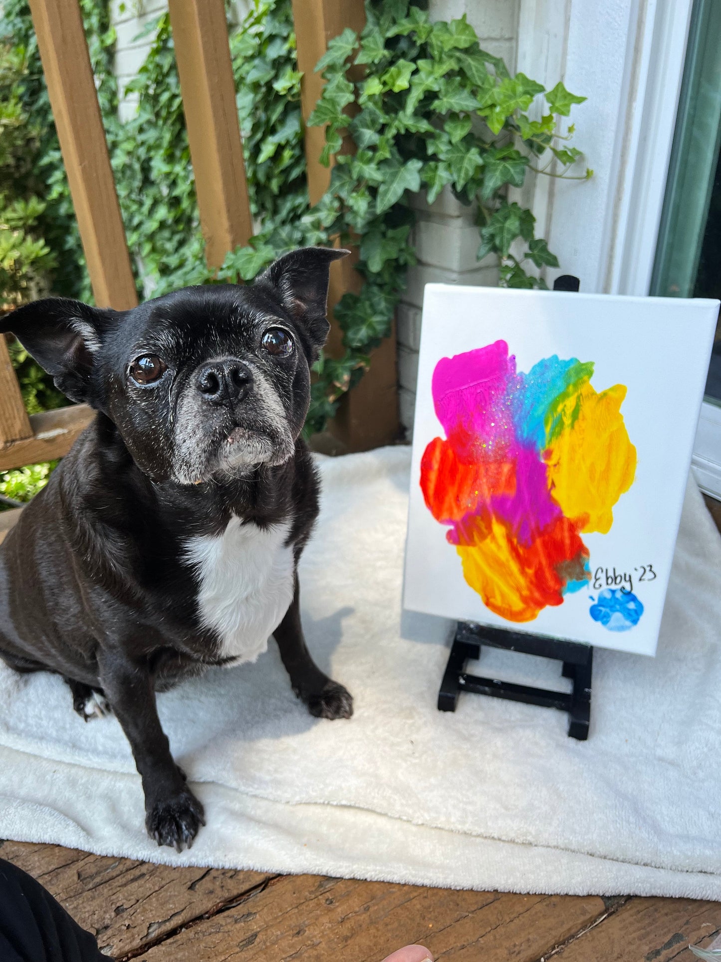 Original Acrylic Painting by Ebby the Bugg Dog Bright & Happy Colors